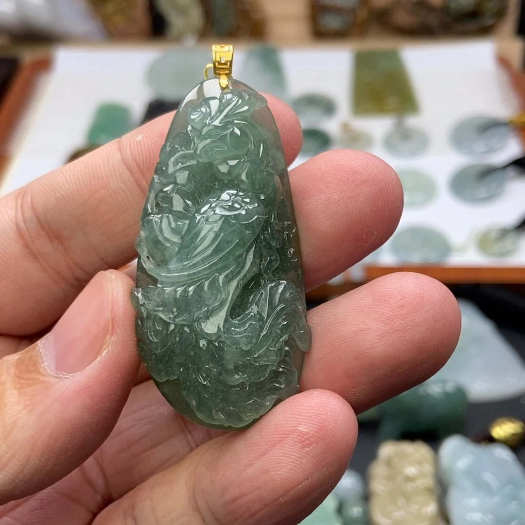 翡翠未镶嵌颈饰凤凰吊坠  天然缅甸ａ货翡翠