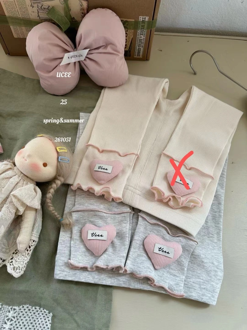 女童灰色爱心花边百搭打底裤（YX-261051-春秋）