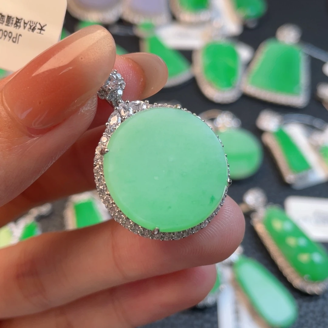 翡翠银S925镶嵌吊坠(不含链)