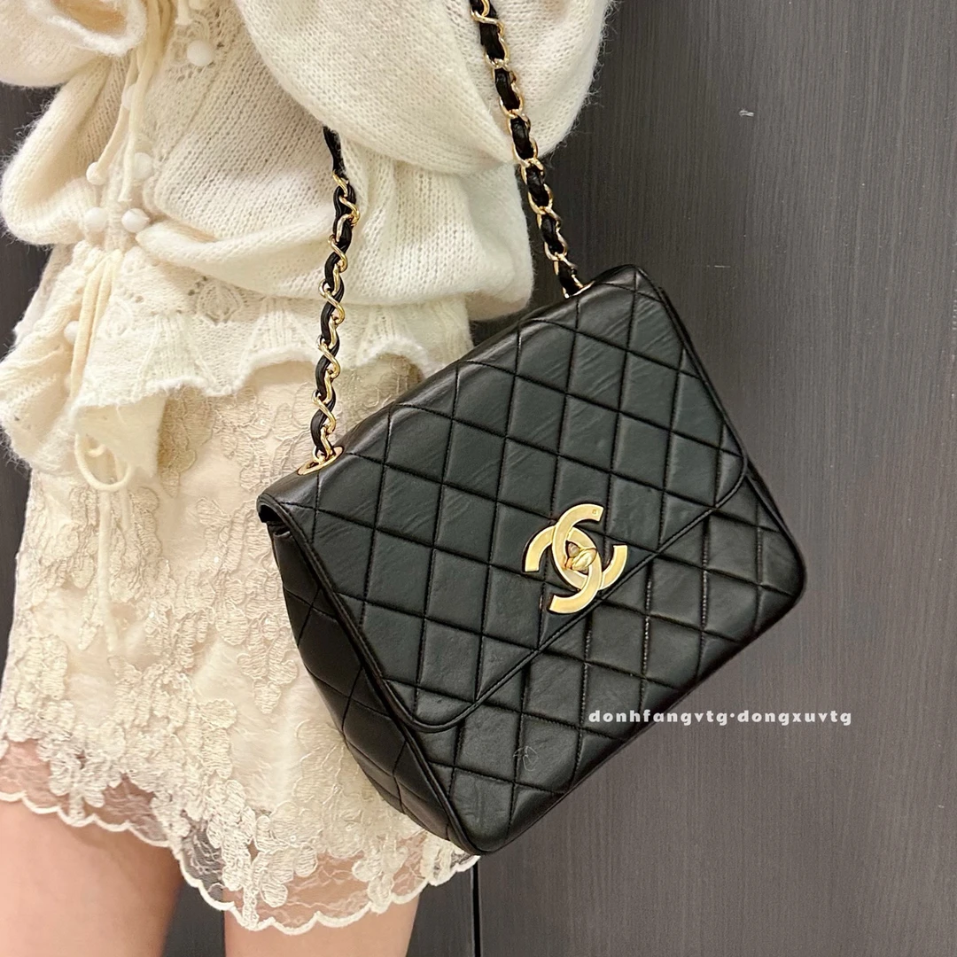 95新 Chanel/香奈儿 chanel 黑金贝嫂斜挎包k
