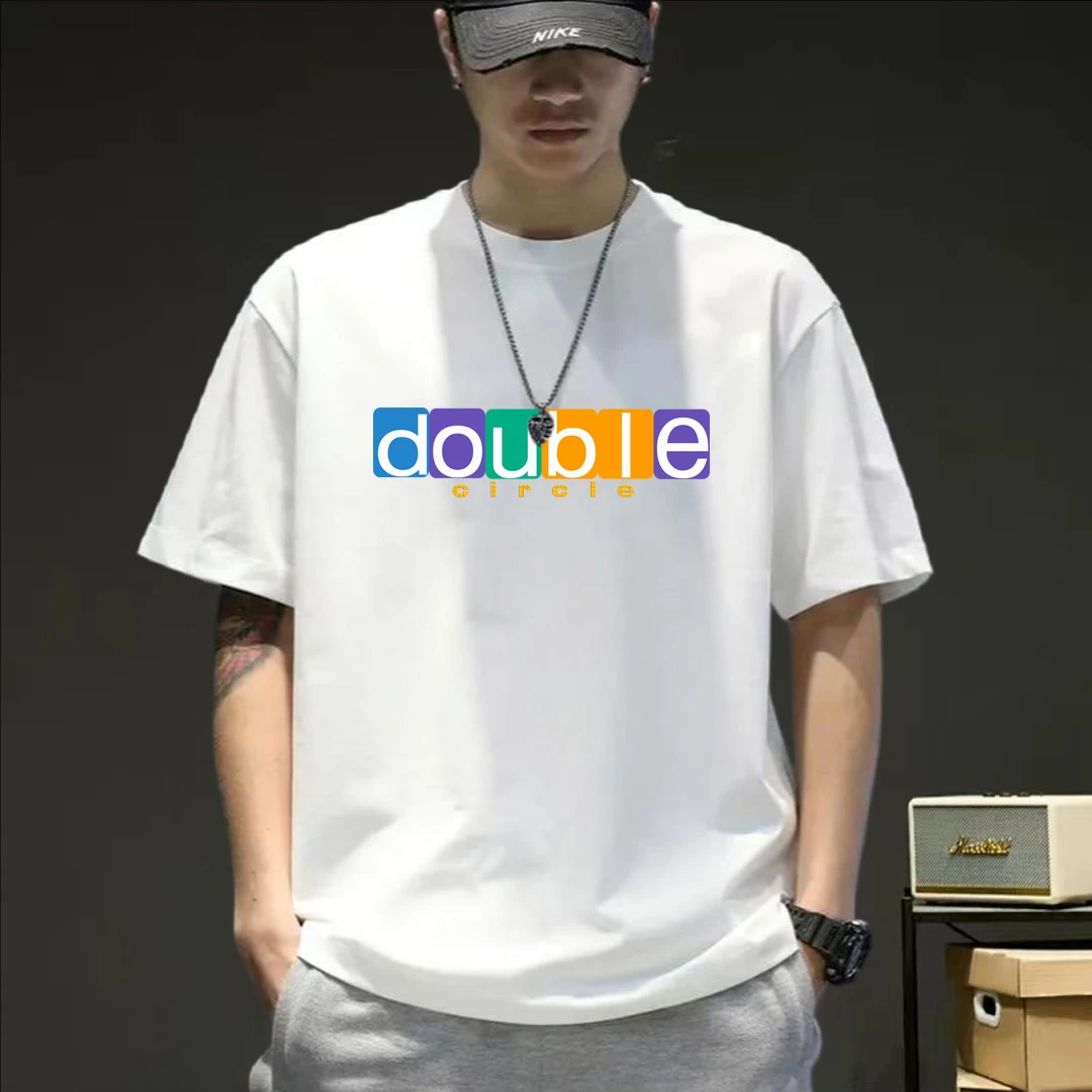 夏季新款黑色T恤重磅纯棉时尚字母印花短袖跑步运动短袖男士t恤