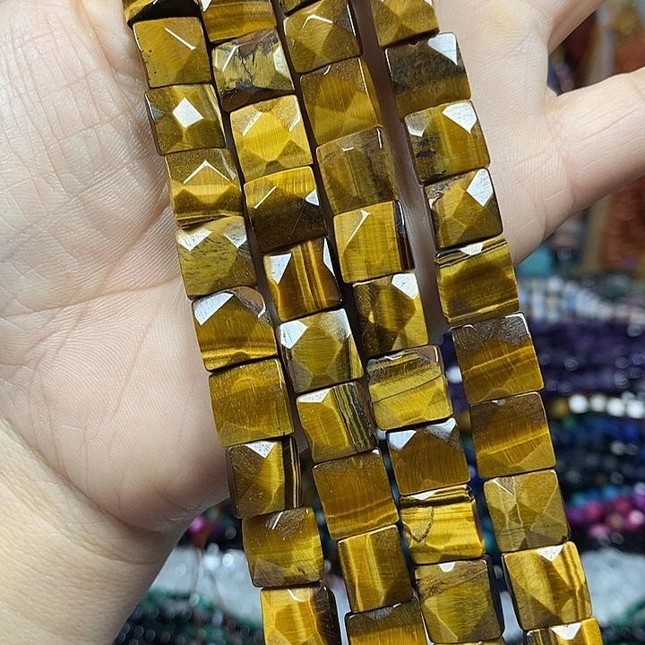 玛瑙/玉髓未镶嵌珠宝半成品A级天然黄虎切面卡10mm一条