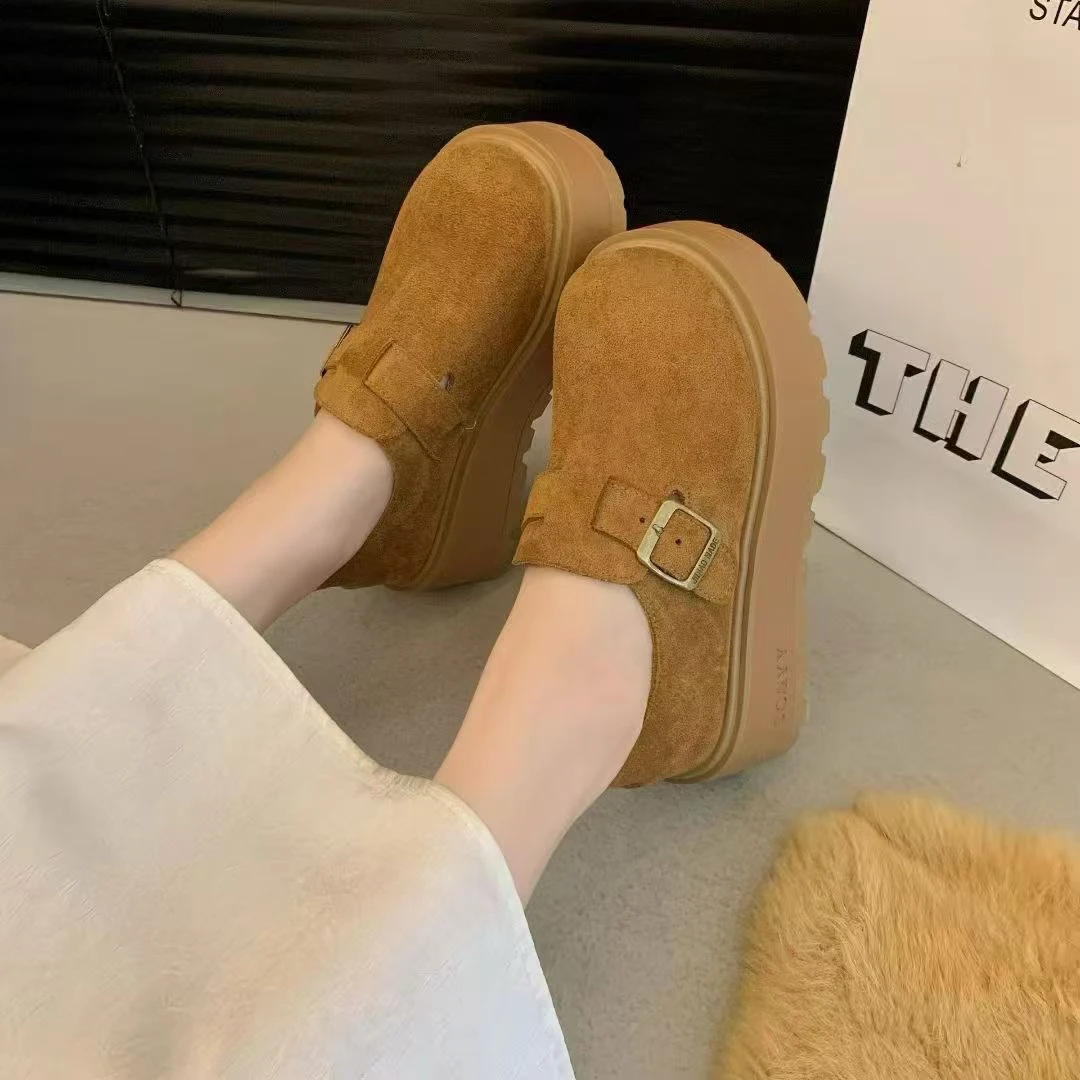 黄色系勃肯鞋时尚防滑平底低帮鞋后妈裤2025新款爆款洋气