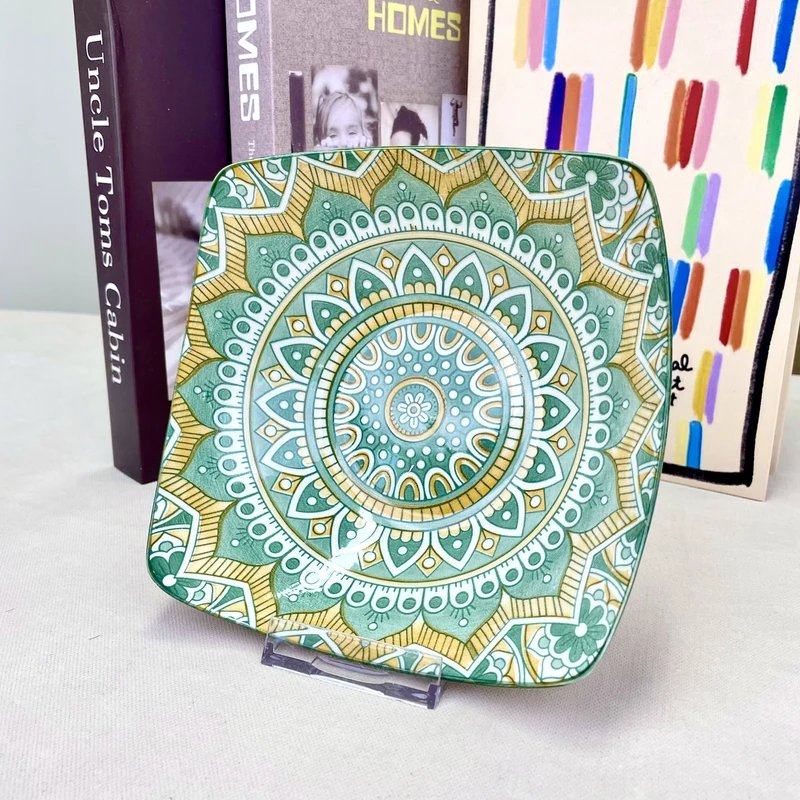 【釉下彩】波西米亚风绿8英寸翘角碗陶瓷家用２个装四季