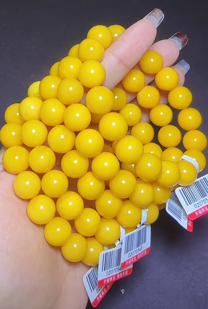 【齐福珠宝】XQ0547/10mm天然蜜蜡俄料色标圆珠手串 （多样性发其一）