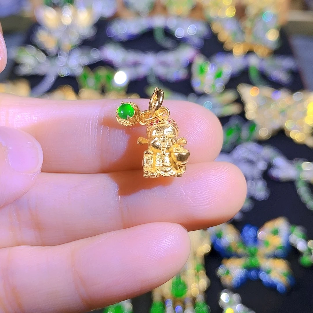 吊坠(不含链)银S925镶嵌翡翠