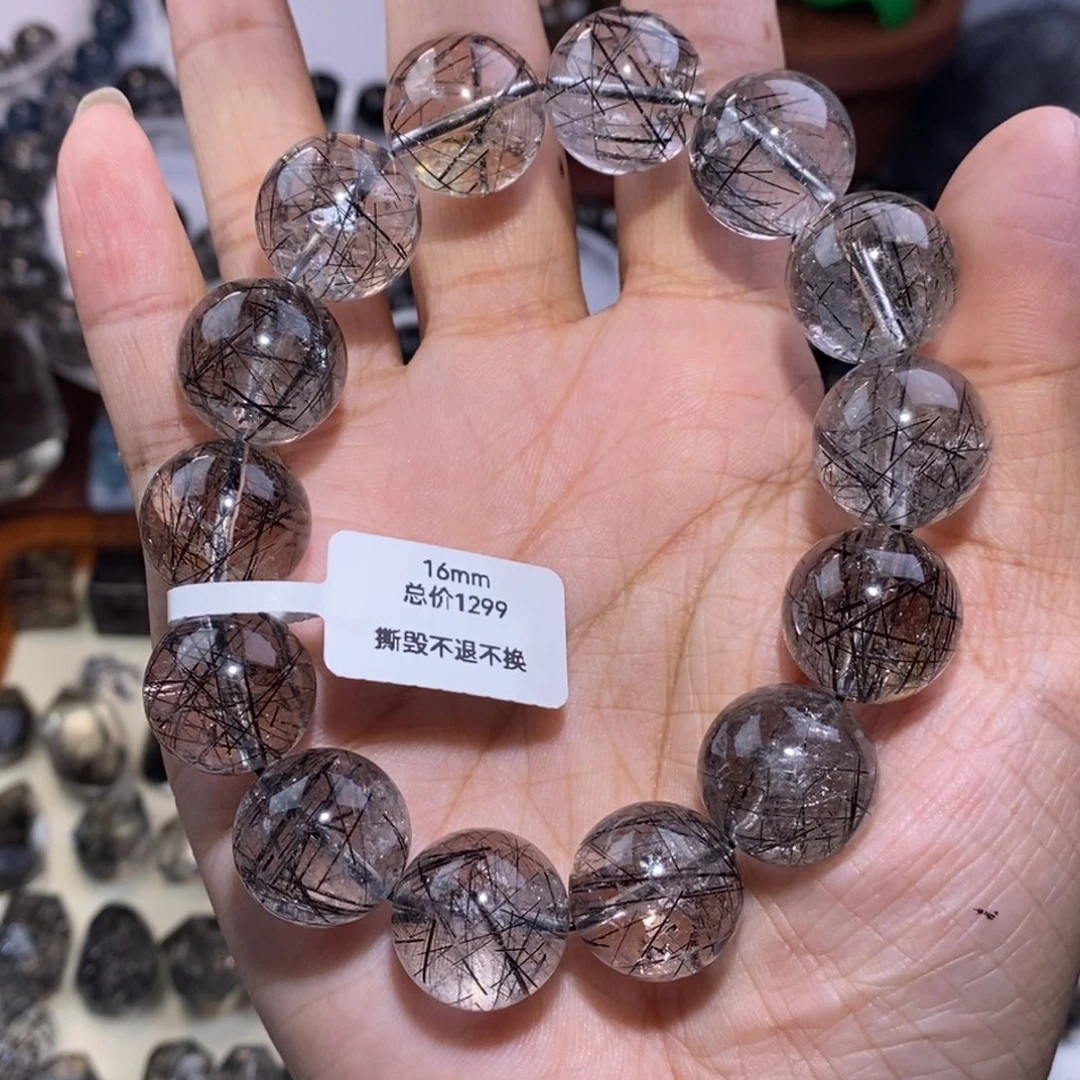 未镶嵌手链水晶16mm蕾丝黑发晶