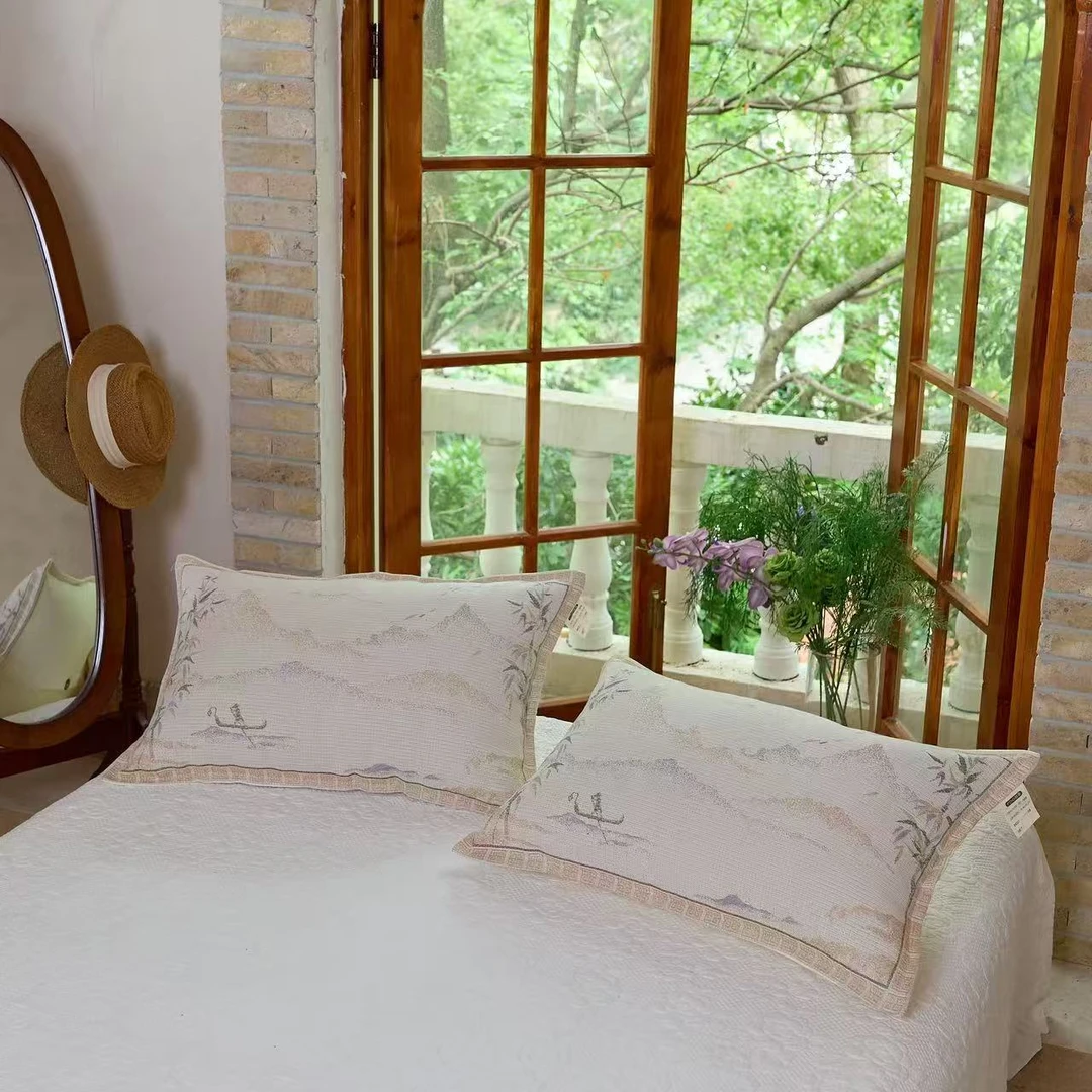 【一叶轻舟枕套】 枕套纽扣装柔软透气吸汗防滑不脱落一对装