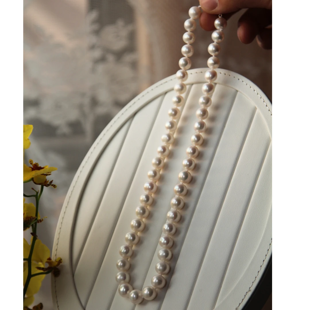 T 千里光 大无核珍珠项链满串/8-10mm/S925银