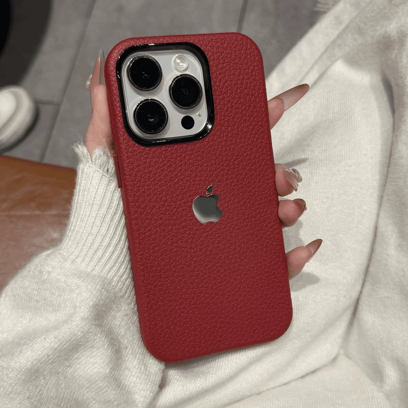 ins高颜值荔枝纹适用iPhone16手机壳苹果15promax防摔13/14网红12