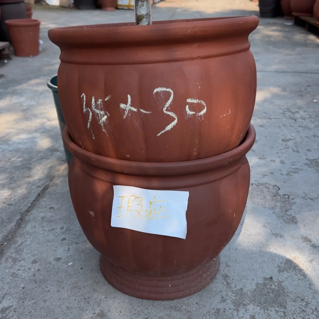 紫砂花盆口35高30宜兴紫砂瑕疵粗糙花泥