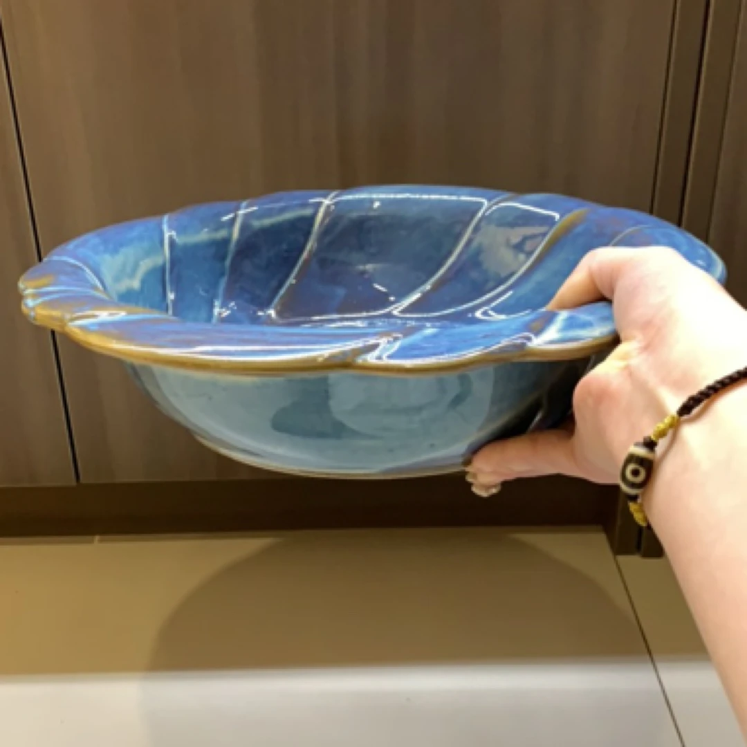 磁州窑国营五厂花釉大盆可以做茶洗汤盆和面盆，口径32高7