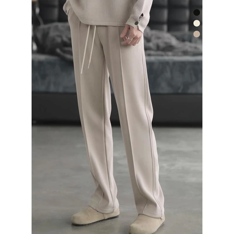 轻熟风男装裤子韩版潮流那不勒斯垂感休闲西裤夏季高级感冰丝长裤