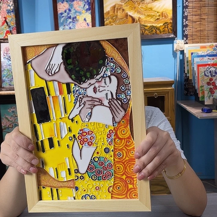 竖款纯手工制作瓷板画2030微瑕