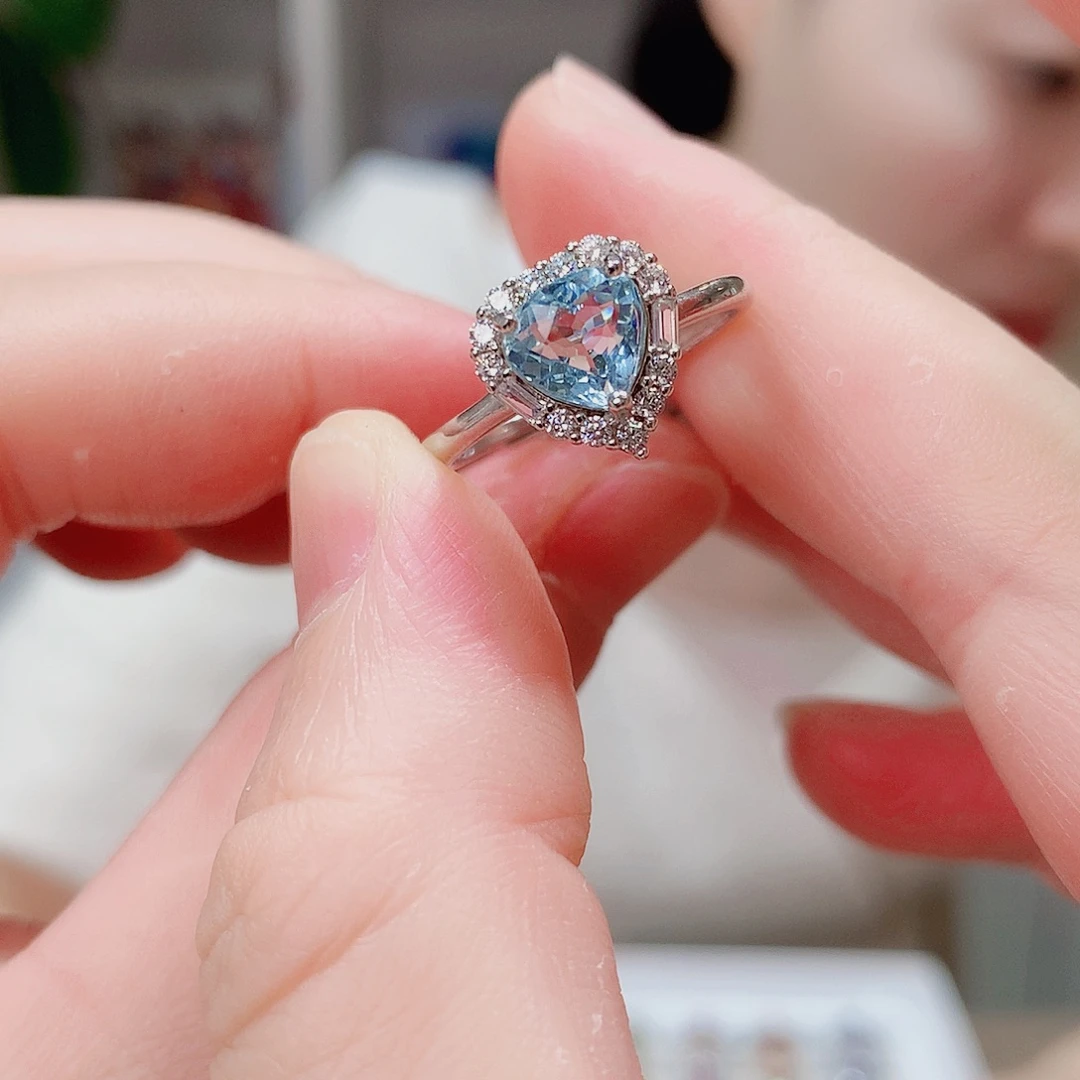 海蓝宝石银S925镶嵌戒圈