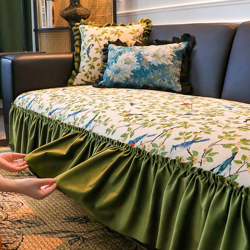 麦颜美式复古沙发垫防滑四季款2025新款高端加厚直排一片式盖布巾