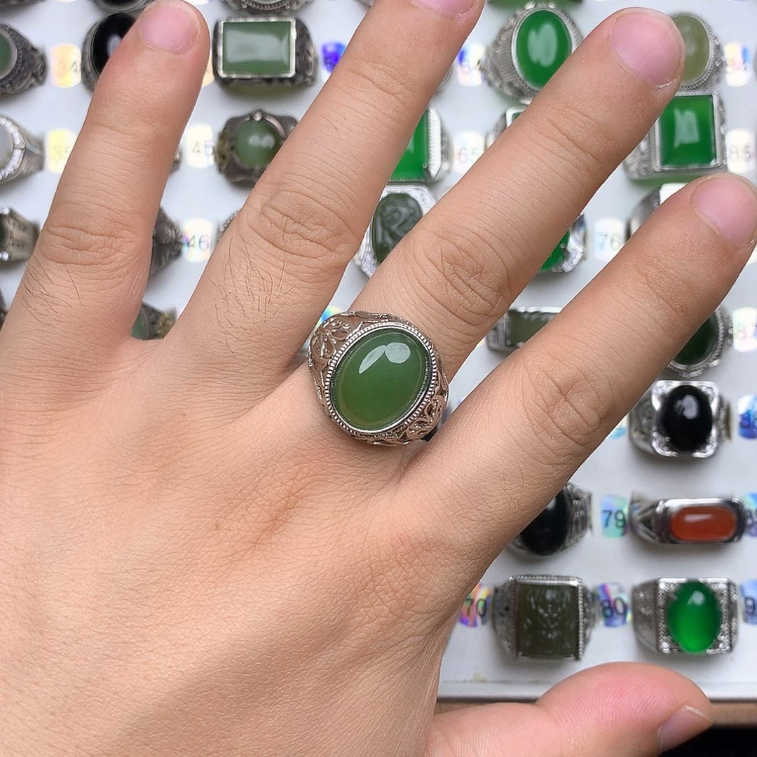 和田玉戒指合金88