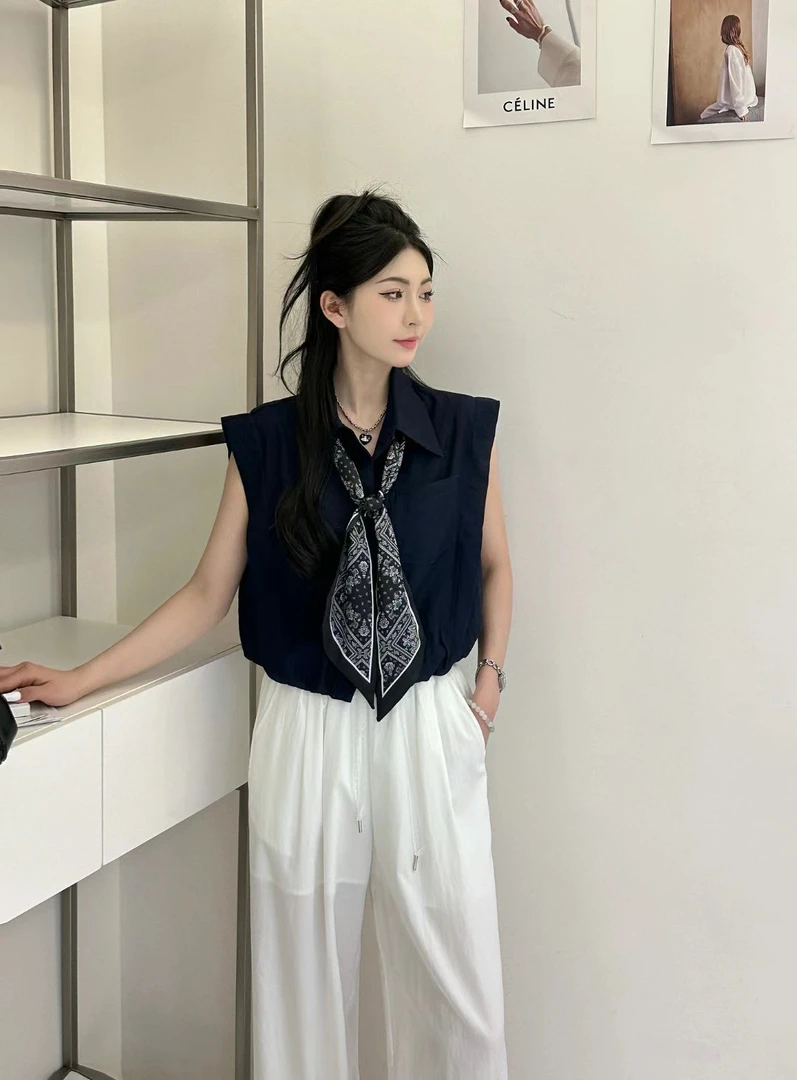 Pada.嘻&VZ【衬影绰绰】轻奢高级 通勤配丝巾小衫 55583 Hi Fortune