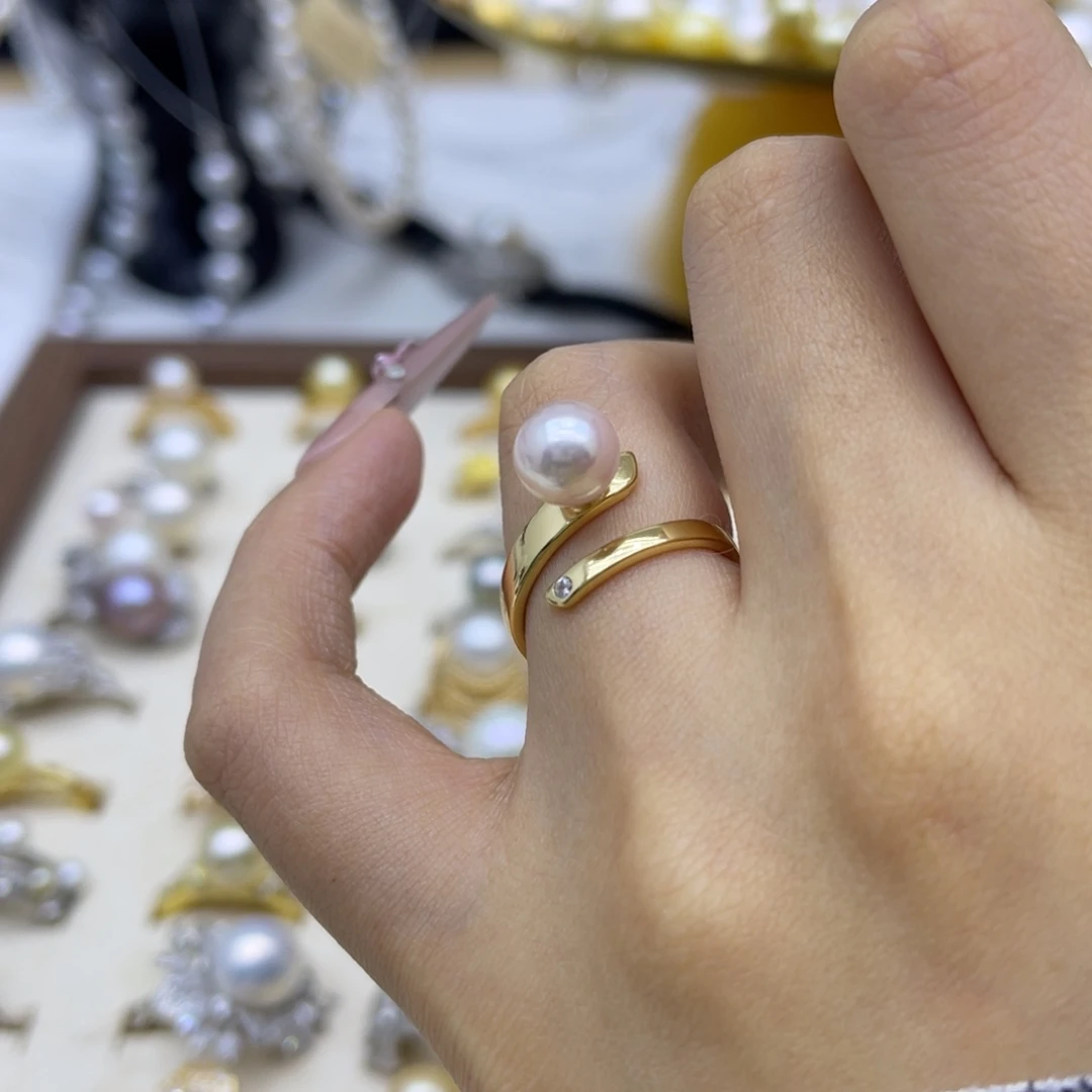 海水珍珠戒指银S925镶嵌