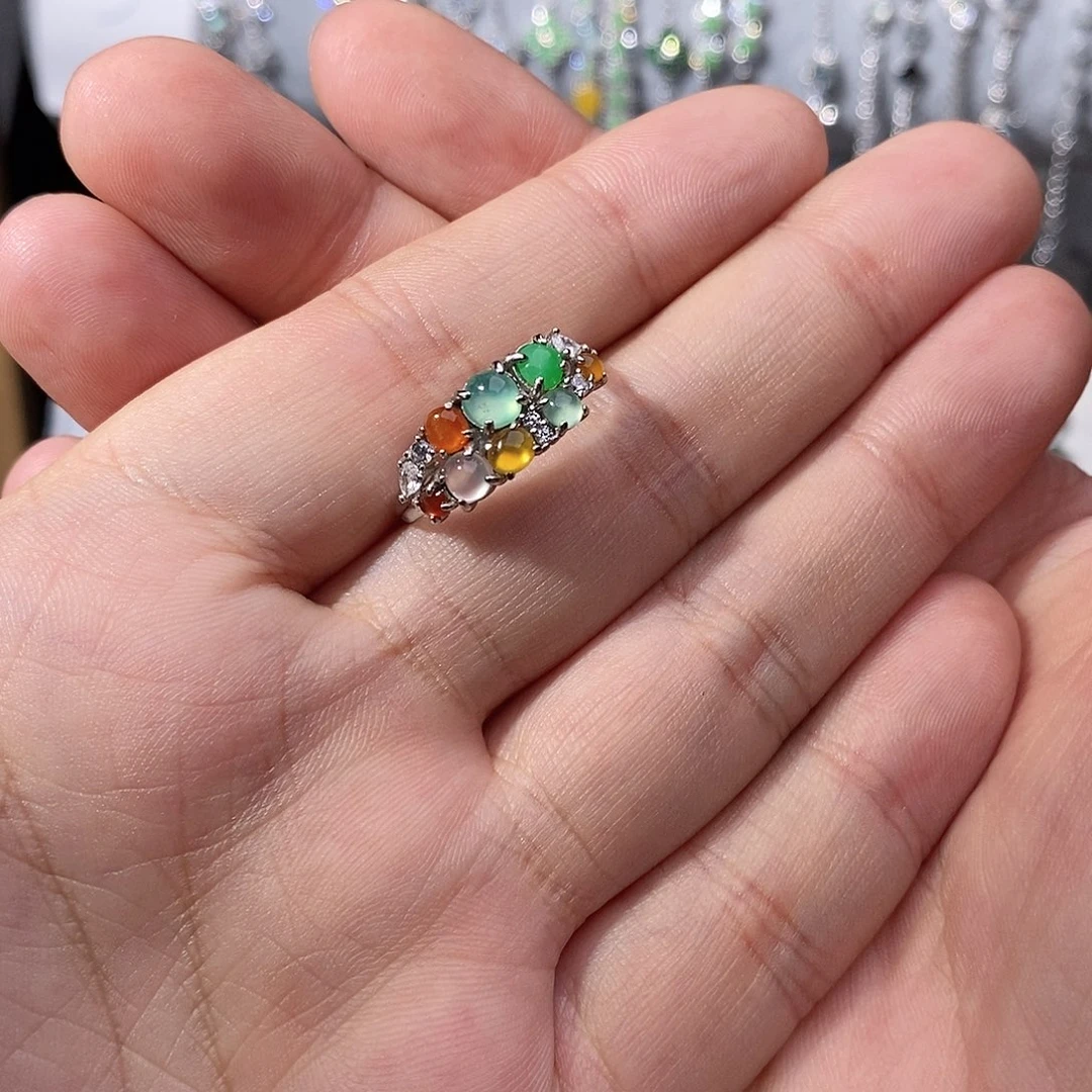 鹤***.翡翠银S925镶嵌戒指