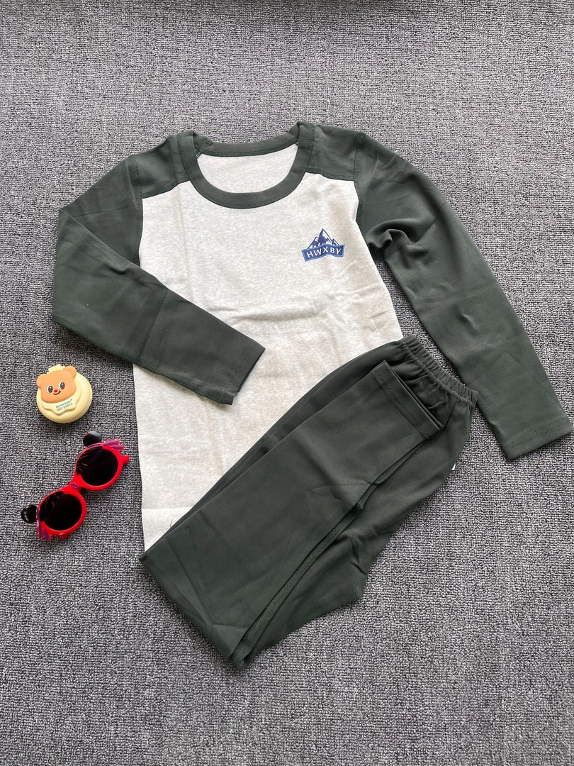 中大童秋衣秋裤纯棉无骨羊毛拉架秋衣套装加厚套装儿童家居服