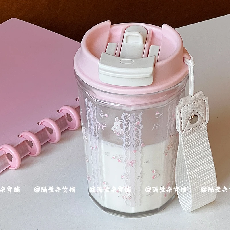 隔壁杂货铺原创水杯塑料吸管杯子卡通可爱夏天直饮便携成人tritan