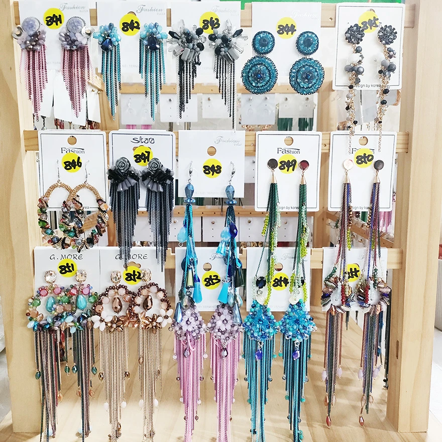 铜合金玻璃耳饰 (841-900)-009民族风纯手工流苏耳环合集