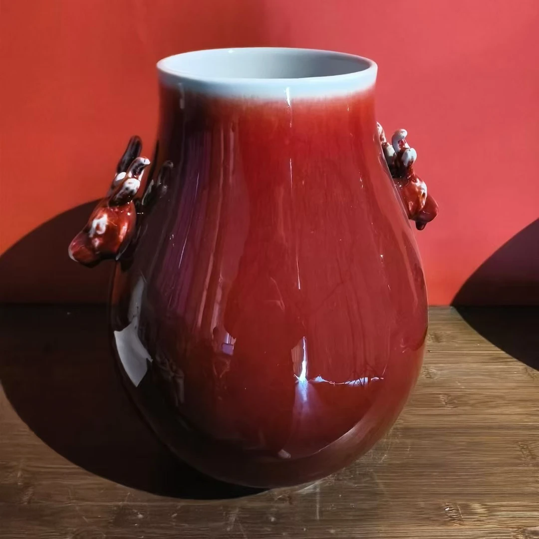 76 景德镇陶瓷花瓶郎红鹿头尊