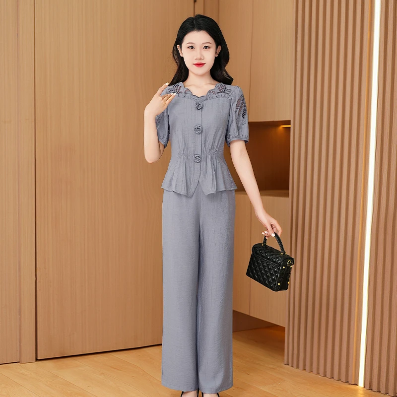 【上衣+裤子】优雅新款气质时尚大气减龄休闲收腰显瘦套裤25673-ASJ