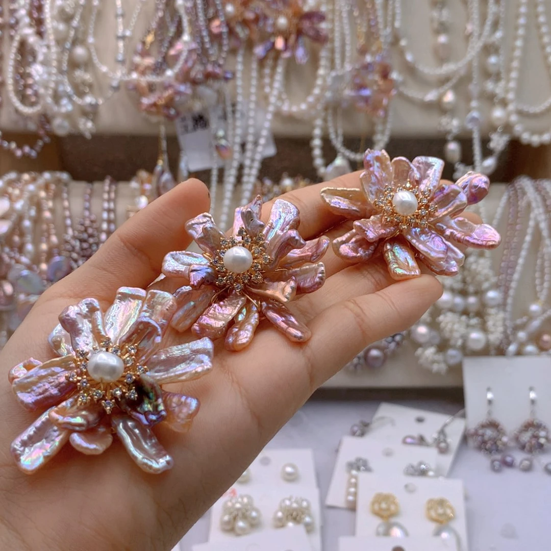 淡水珍珠耳饰银S925镶嵌