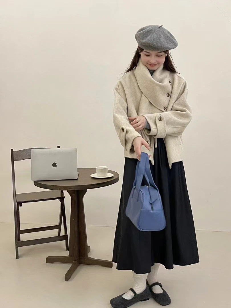 双面尼外套气质短款宽松毛呢韩版秋冬时尚休闲百搭秋季羊绒