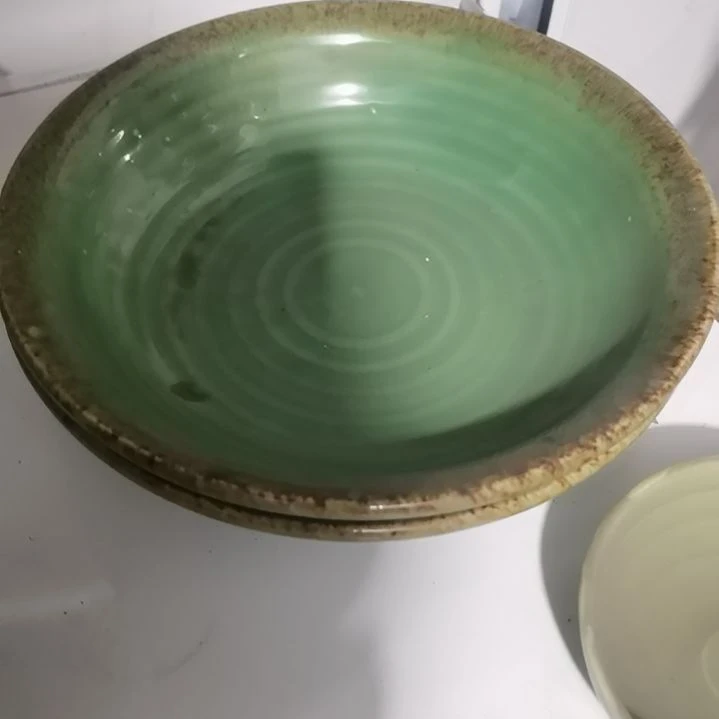 ～***d手工艺品钧瓷绿色冰裂盘，，，