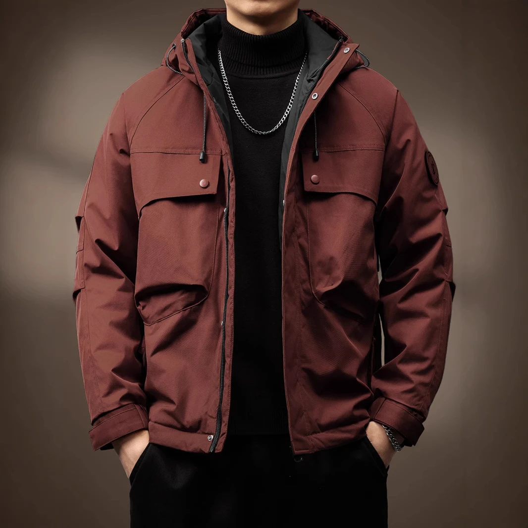 冬季美式户外加棉加厚工装冲锋衣外套男士高端防风夹克休闲棉服男