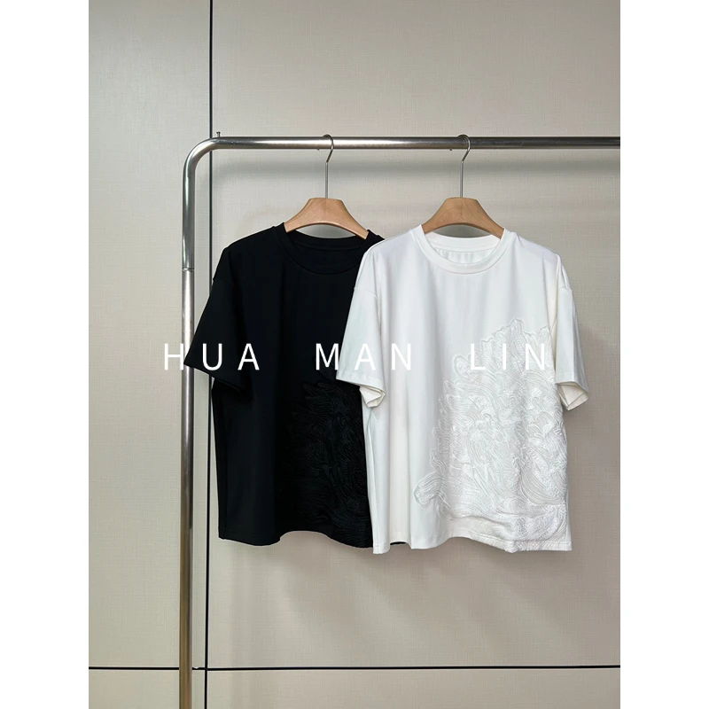 【花满林】两色重工刺绣短袖上衣62506