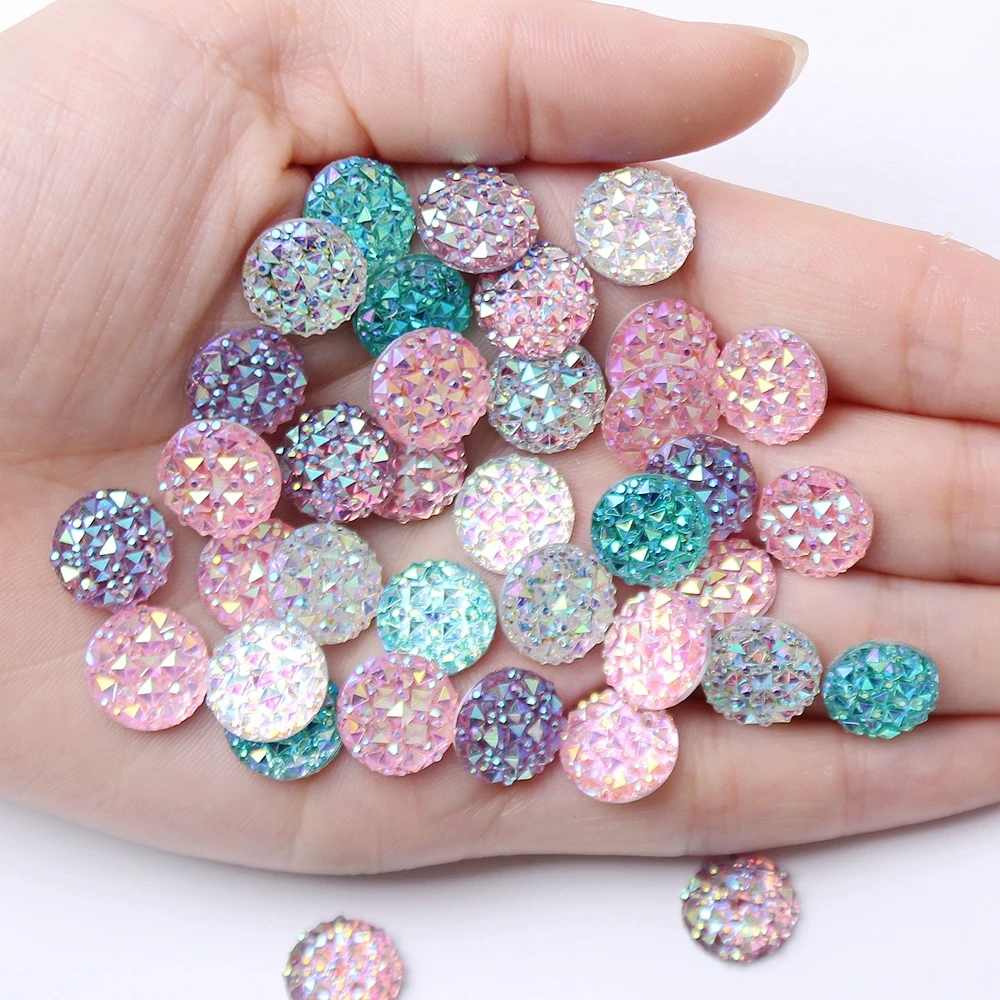 12mm满天星鳄鱼背树脂钻圆形AB颜色平底钻手工DIY服装发饰材料