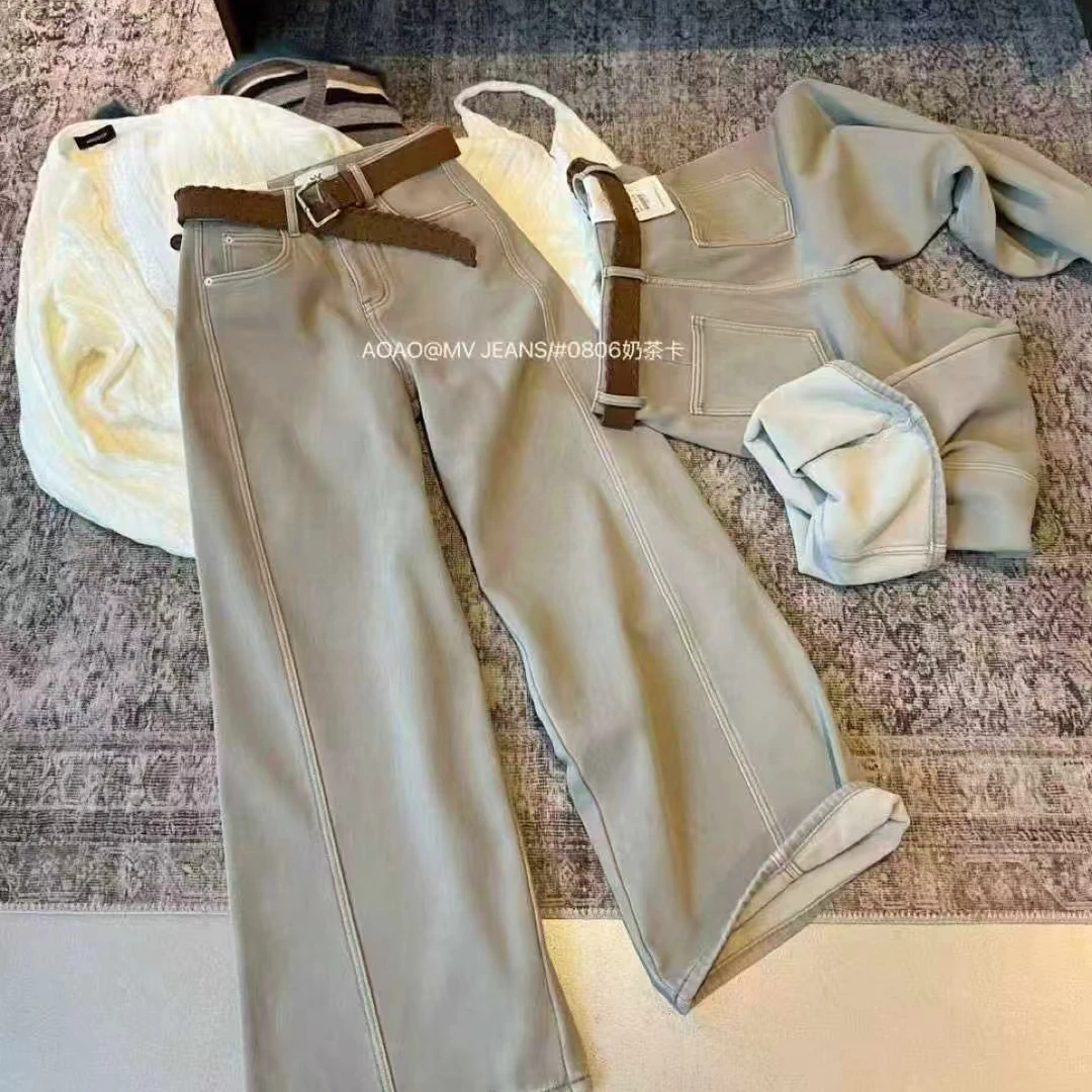 ［爱衣橱女装］百搭显瘦纯色加绒阔腿裤时尚舒适必备气质休闲韩版女