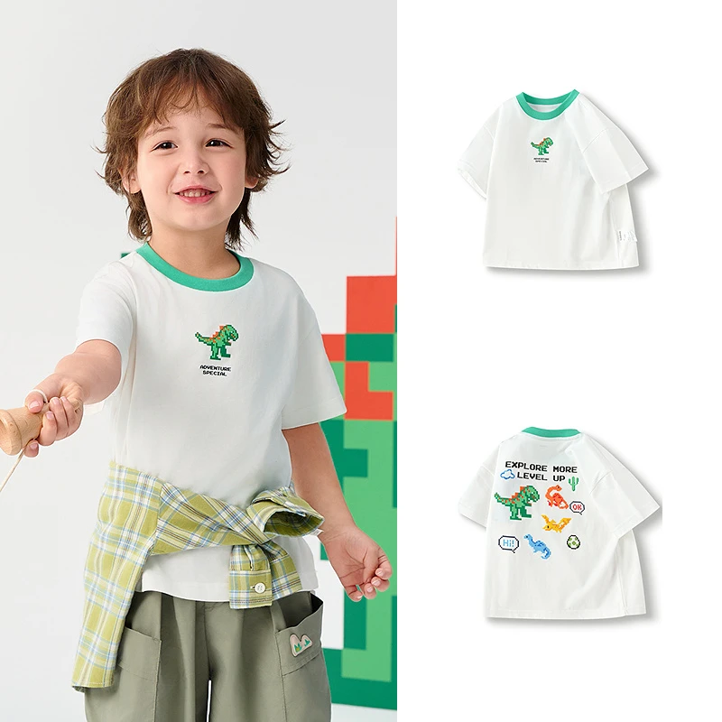 折扣男女宝宝短袖T恤2025夏装新款儿童中童纯棉卡通印花上衣打底