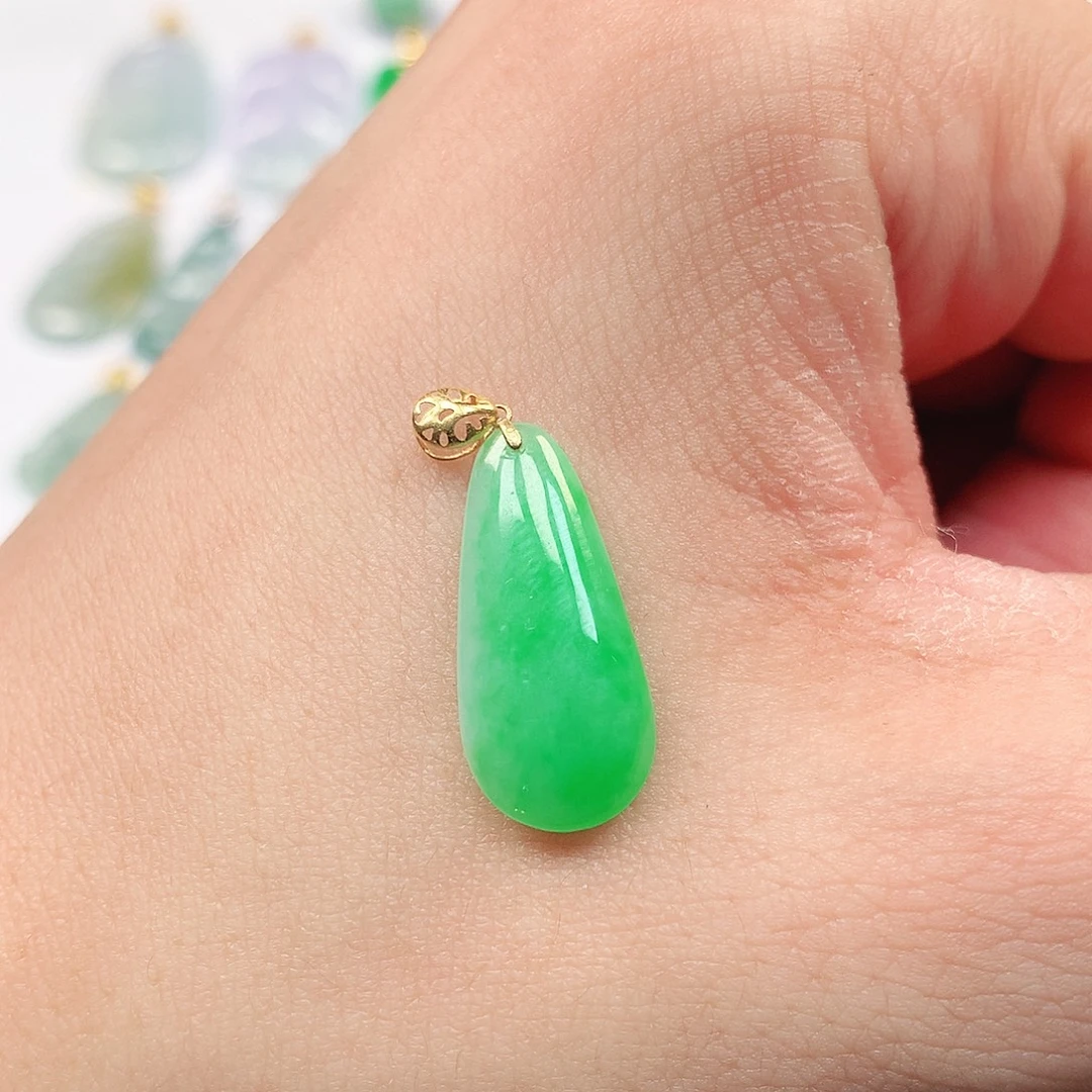 翡翠18K金镶嵌吊坠(不含链)