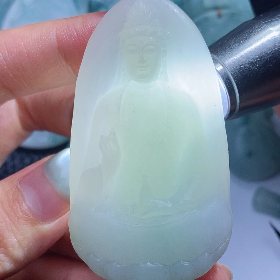 定制翡翠未镶嵌毛货付款后确认抛光