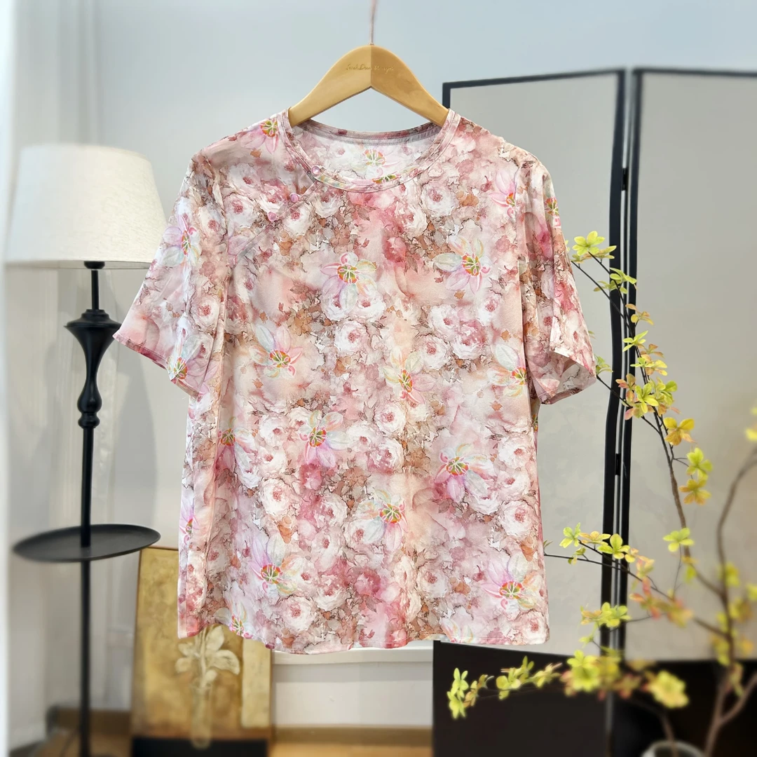 【萨拉迪恩】桑蚕丝舒适气质时尚休闲宽松百搭上衣女