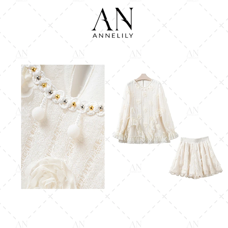 ANNELILY【白鹤】设计师款百搭时尚气质短裤套装AT2409112