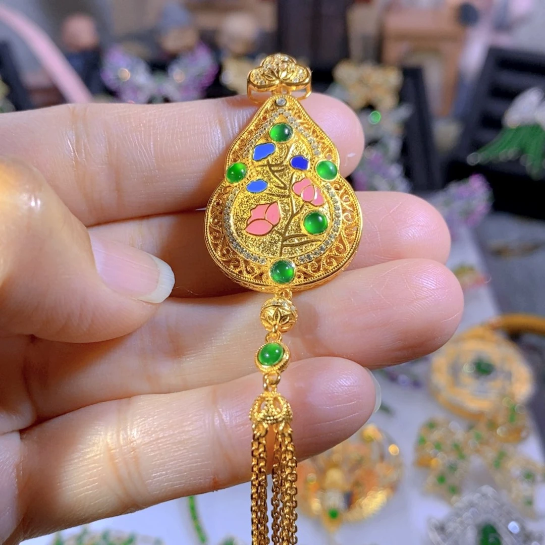 颈饰银S925镶嵌翡翠