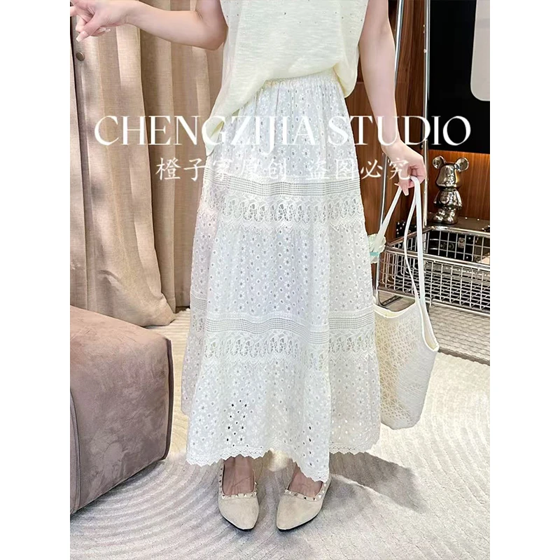 【裴诗婷】橙子·studio【小仙女】QZ00029钩花拼接仙女长裙纱裙