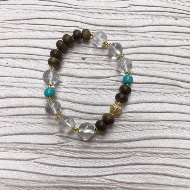 铜合金手链 14594 鼓珠沉沉 白色小水小松 串