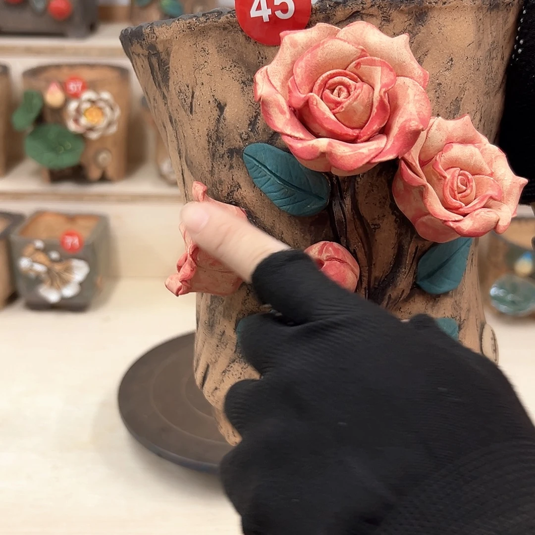 紫砂花盆45号微瑕内口15×16外高19.5