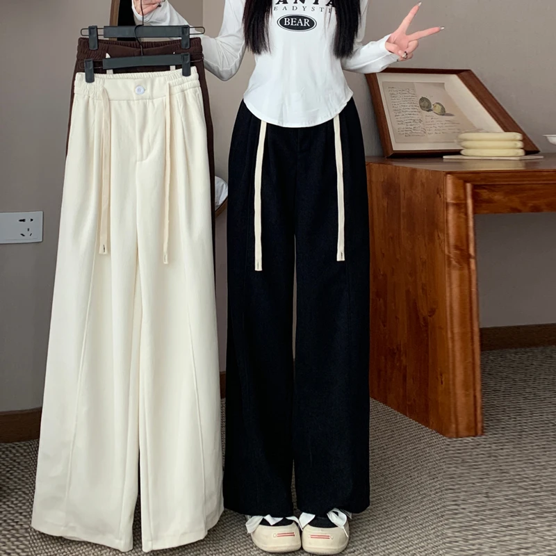 秋冬新款梨形身材加绒加厚休闲裤大码胖MM显瘦垂感阔腿卫裤YY9790