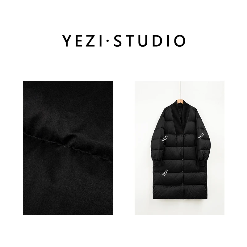 叶子定制【黑天鹅】白鹅绒轻中式桑蚕丝阔版鹅绒服24412110-11/9