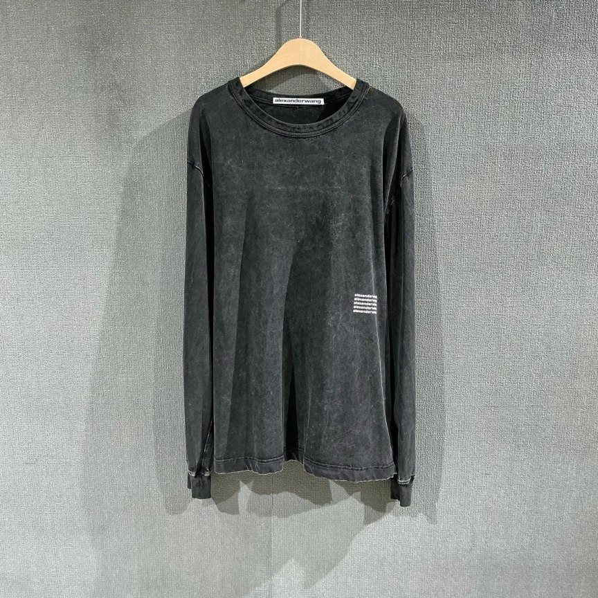 未使用 ALEXANDER WANG （pm）黑灰色做旧长袖 全新s码/0016