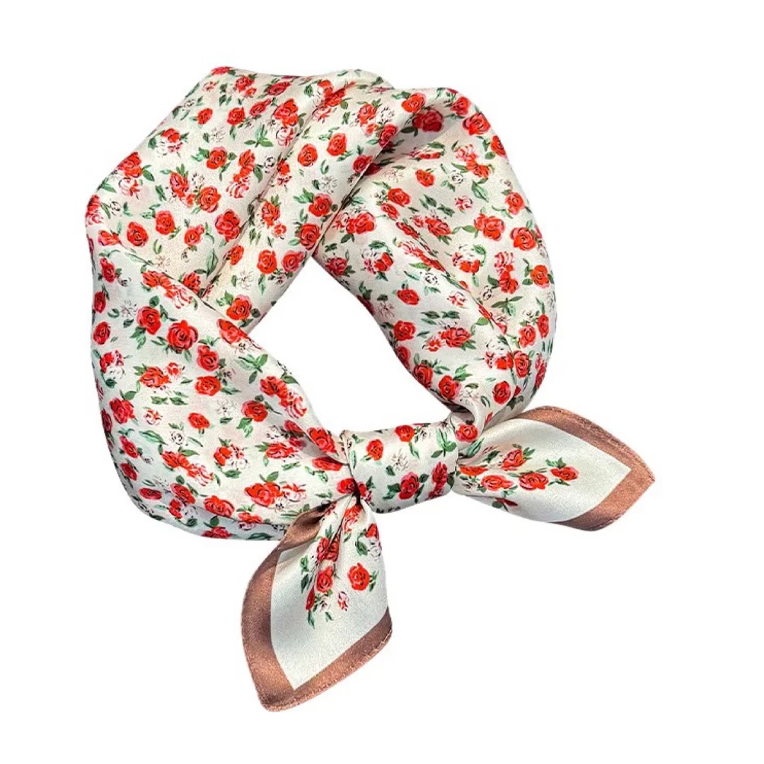 真丝桑蚕丝韩国碎花小方巾丝巾小众小清新高级感丝巾