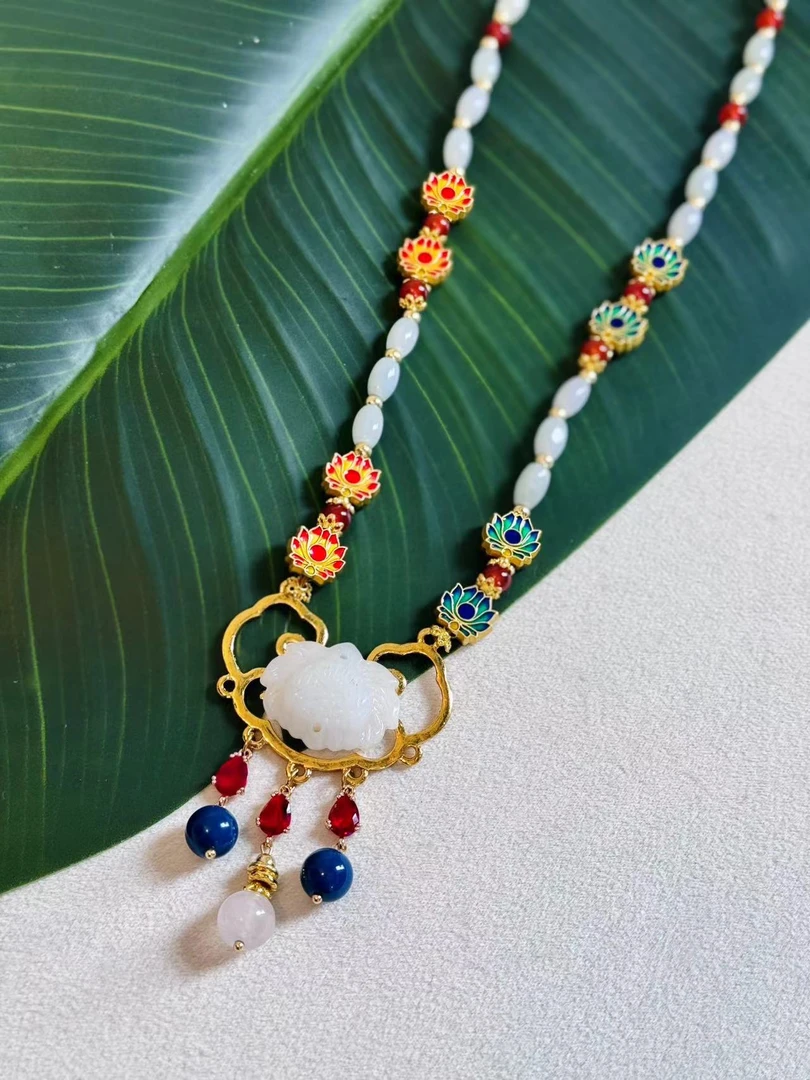 铜合金项链 国色芳华 手工穿珠 项链